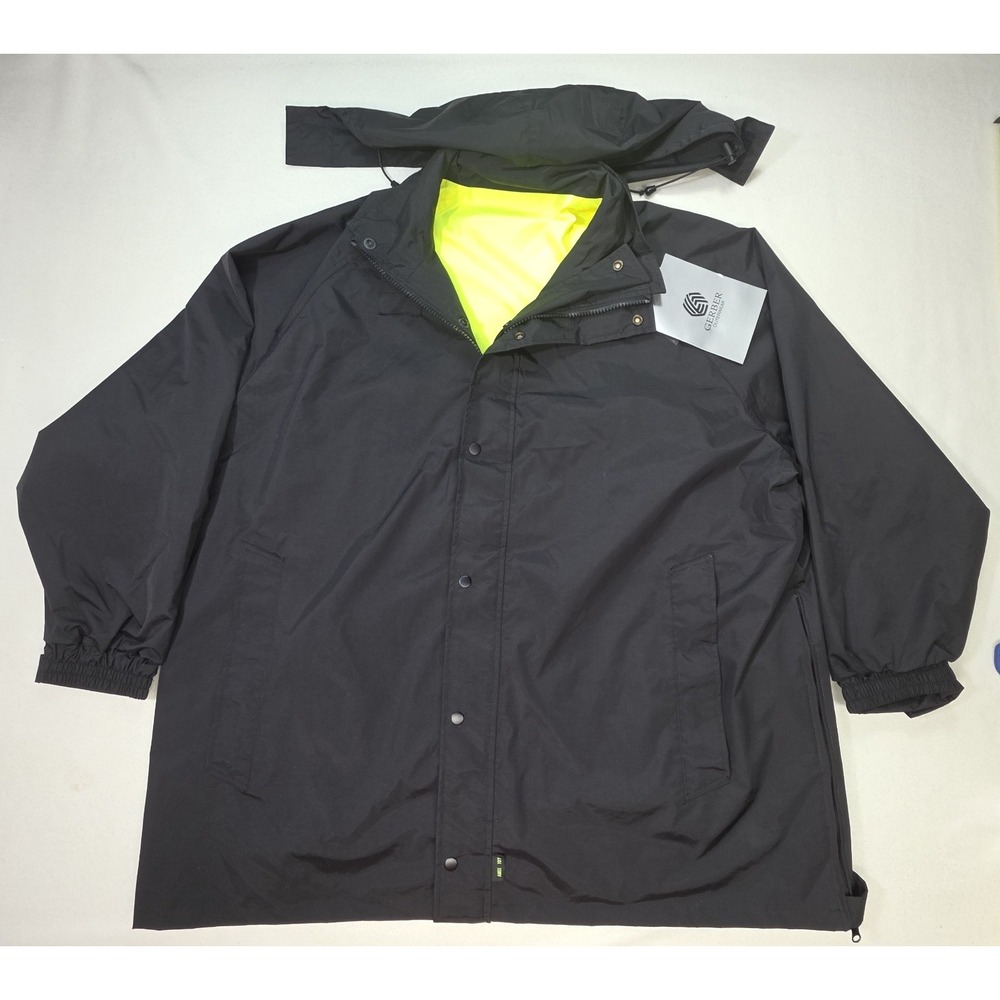 GERBER TYPHOON REVERSIBLE RAIN JACKET MENS 2XL REGULAR HIGH VIS YELLOW BLACK